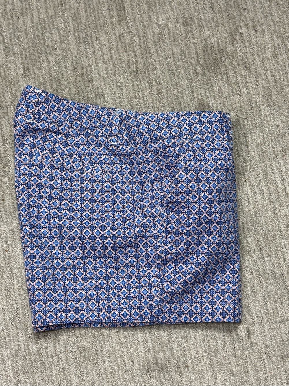 Women's Blue Patterned Stretch Shorts